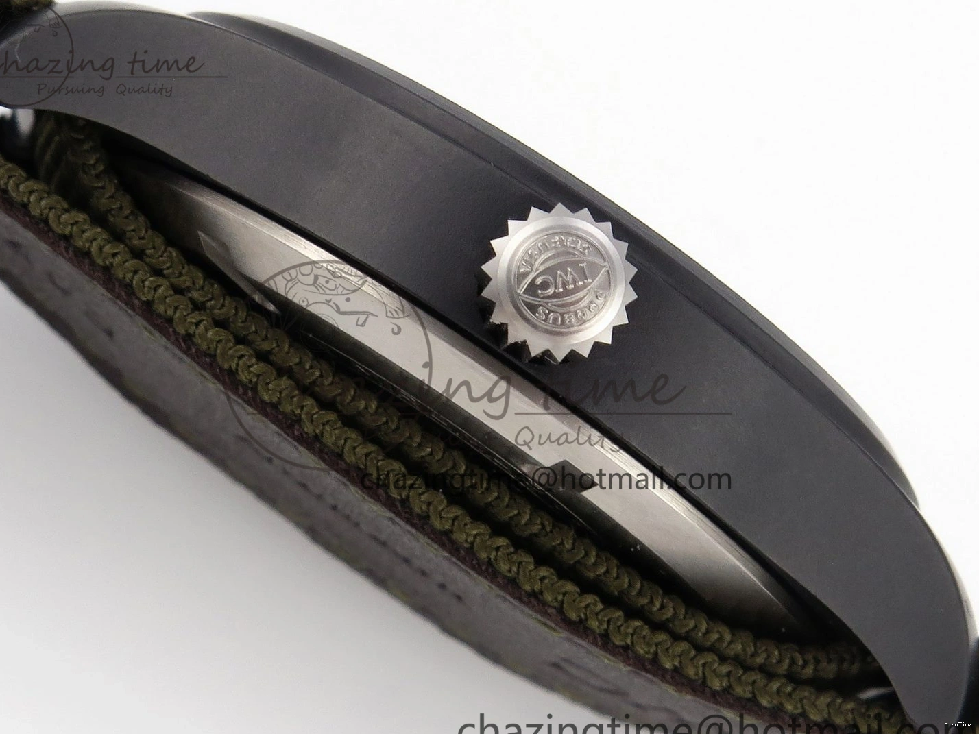 MIROTIME 0519 Mark XVIII Top Gun “SFTI” Black Ceramic IW324712 ZF 1:1 Best Edition on Green Nylon Strap A Tailored 7025